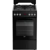 Kuchenka wolnostojąca BEKO FSM52331DBDS, płyta gazowa 4 palniki (2900/2000/2000/1000 W), piekarnik elektryczny 60 L, 60 cm, klasa energetyczna A, czarna