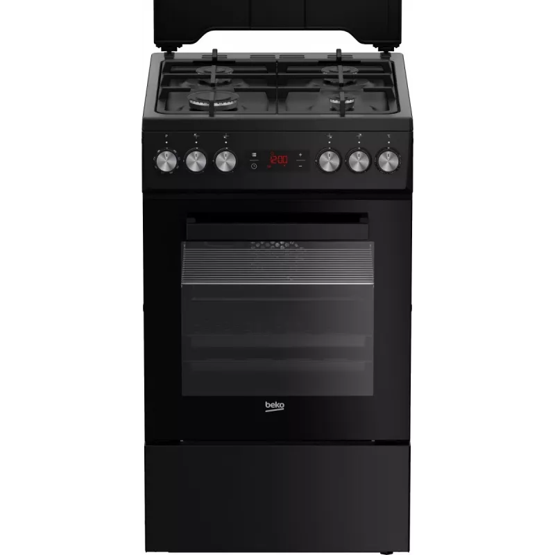 Kuchenka wolnostojąca BEKO FSM52331DBDS, płyta gazowa 4 palniki (2900/2000/2000/1000 W), piekarnik elektryczny 60 L, 60 cm, klasa energetyczna A, czarna