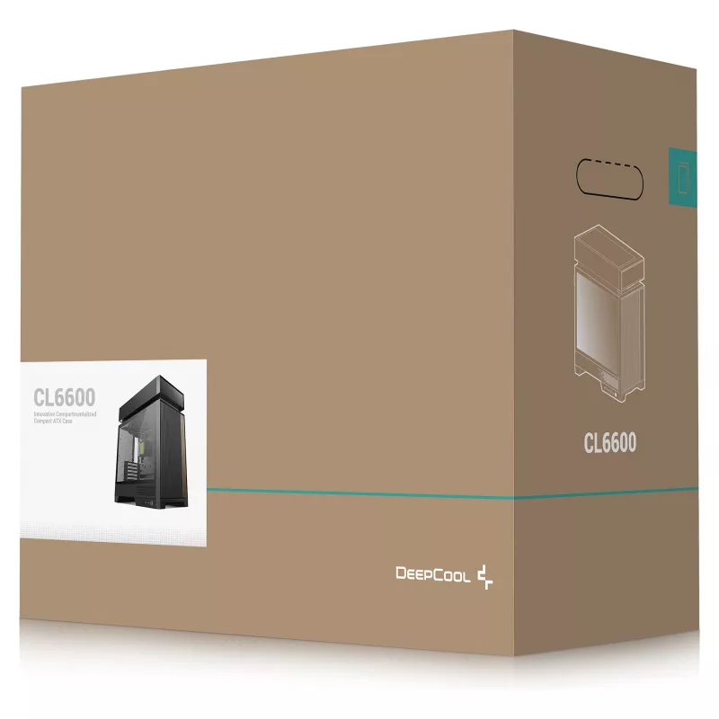 Obudowa komputera stacjonarnego DeepCool CL6600 Czarna — obsługuje zasilacze ATX/PS2/SFX/SFX-L, przednie wentylatory 140 mm, górne/tylne 120/140 mm, napędy 2,5/3,5 cala
