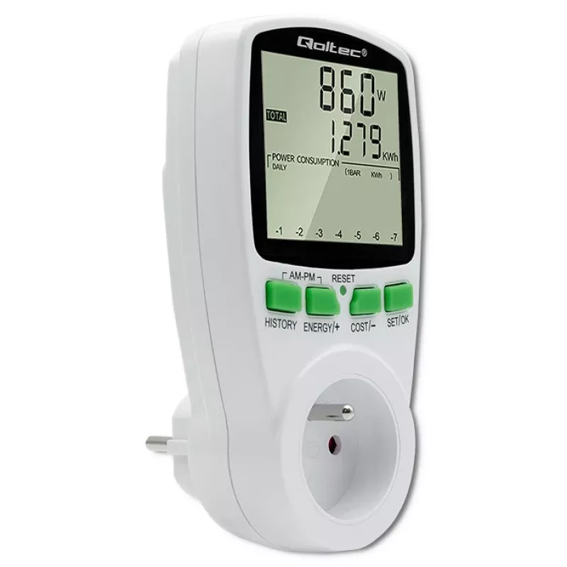 Miernik mocy QOLTEC PM0627 3680W z historią — QOLTEC PM0627 3680W
