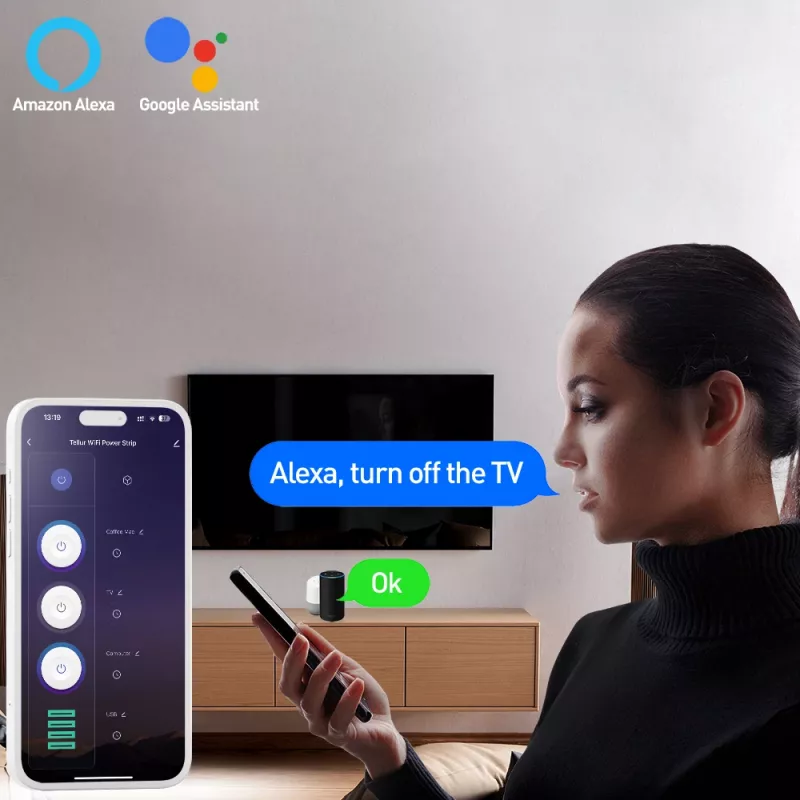 Listwa zasilająca Tellur TLL331521 Smart WiFi z 3 gniazdami, PD 30W, QC 18W