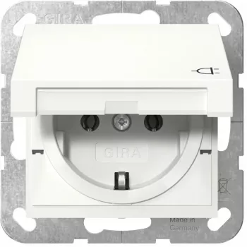 Gniazdko Schuko GIRA System 55, białe, głębokość 29 mm