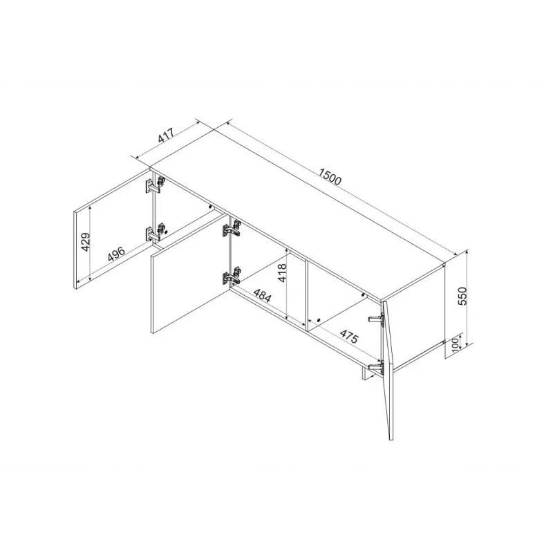 Cama 3D szafka RTV ALMA 150x41.5xH55 kaszmir
