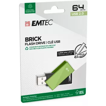 Pamięć USB Emtec C350 Brick 64 GB USB Typ-A Czarny Zielony