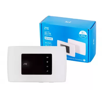 Router sieci komórkowej ZTE MF920C — LTE 4G (800/900/1800/2100/2600 MHz), WLAN 150 Mbps, bateria 2000 mAh, biały