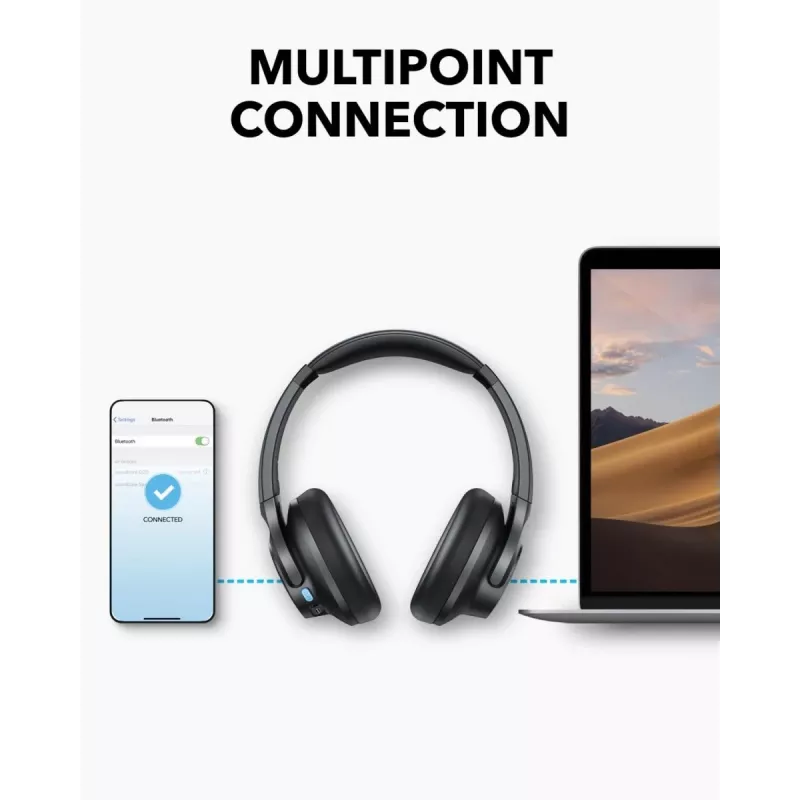 Słuchawki nauszne Anker Soundcore Q11i, Bluetooth 5.0, do 20 godz. pracy na baterii, wbudowany mikrofon, ciemnoszary