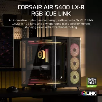 Corsair AIR 5400 LX-R RGB iCUE LINK Midi Tower Czarny
