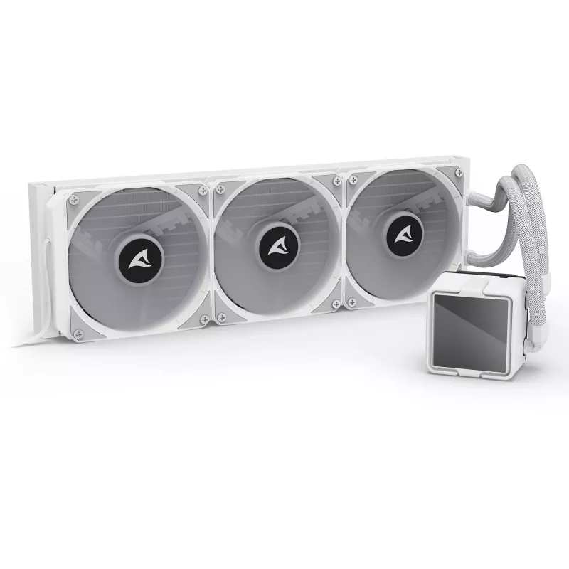 All-in-One CPU liquid cooler Sharkoon S100 ARGB biały — 360 mm radiator, Infinity-Mirror effect