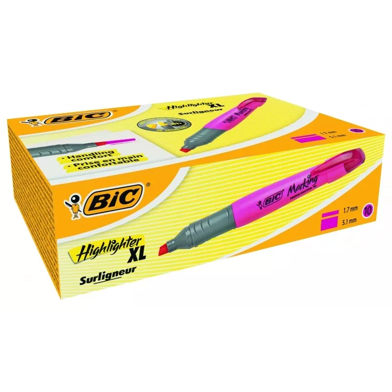 Zakreślacz BIC Highlighter XL 2-5 mm, różowy, opakowanie 10 szt. 247130
