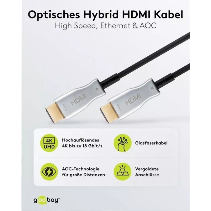 Goobay 65567 kabel HDMI 20 m HDMI typ A (standardowy) czarno-srebrny (65567)