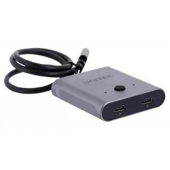 Stacja dokująca Unitek D1078A — hub USB-C, 2x wejście USB-C, 1x wyjście USB-C, 100 W PD, obsługa 4K, maks. 3480×2160, szary
