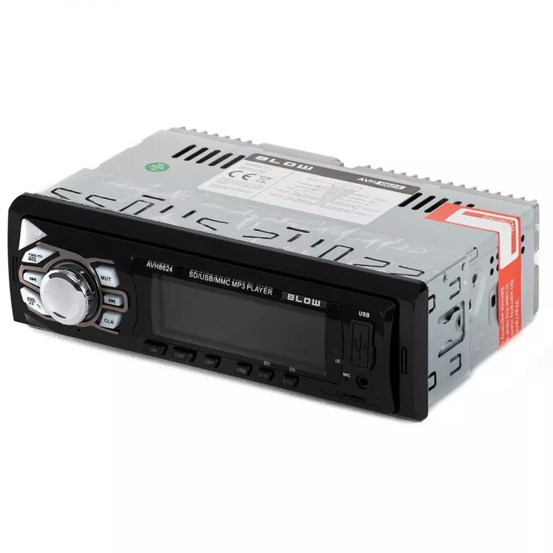 Radio samochodowe BLOW AVH-8624 — FM RDS, 45W RMS, Bluetooth, USB, MicroSD, AUX, wyświetlacz LCD, pilot, czarne