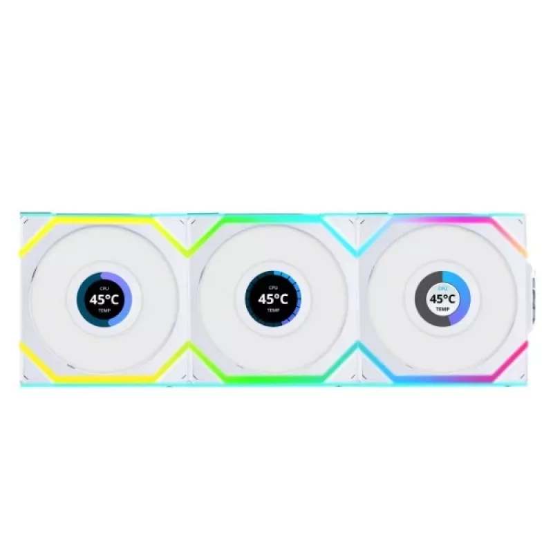 Wentylator Lian Li UNI FAN SL Wireless LCD 120 12 cm Biały 3 szt.