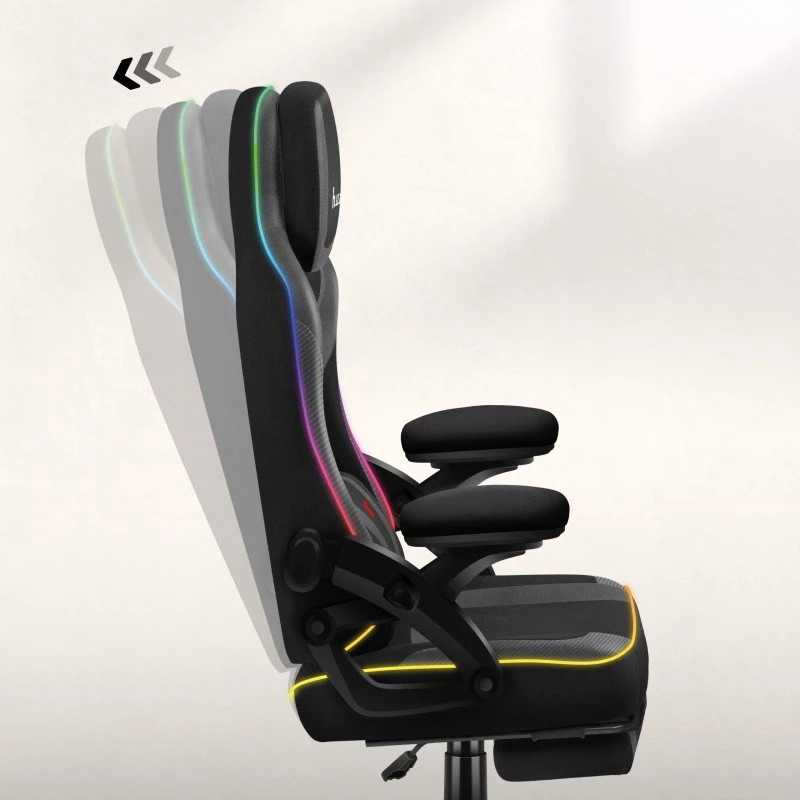 Fotel gamingowy huzaro HZ-FORCE 4.6 RGB Czarny Mesh — ergonomiczny, regulacja wysokości, podświetlenie RGB, tapicerka materiałowa, maks. 130 kg