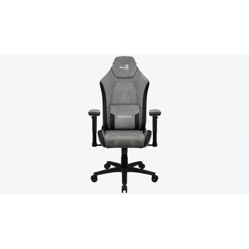 Uniwersalny fotel gamingowy Aerocool Crown AeroSuede z wyściełanym siedziskiem, kamiennoszary