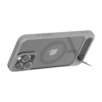 Etui ochronne Torras Pstand Series na iPhone 16 Pro Max, szare, smukły profil z wbudowaną podstawką