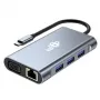 HUB 8w1 Adapter USB C HDMI x2 USB VGA RJ45 PD