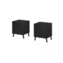 Szafka nocna cama meble NOVA 44x40x52 cm matowy czarny — 1 szuflada, rama 16 mm