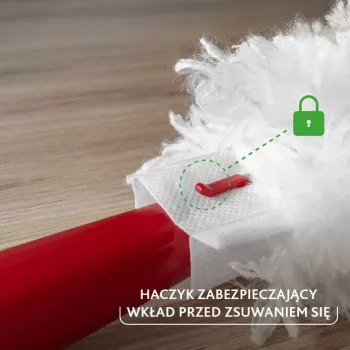 Miotła do kurzu VILEDA z krótkim uchwytem 179432 z 2 wkładami Flex & Catch, czerwony uchwyt z tworzywa, z możliwością zawieszenia