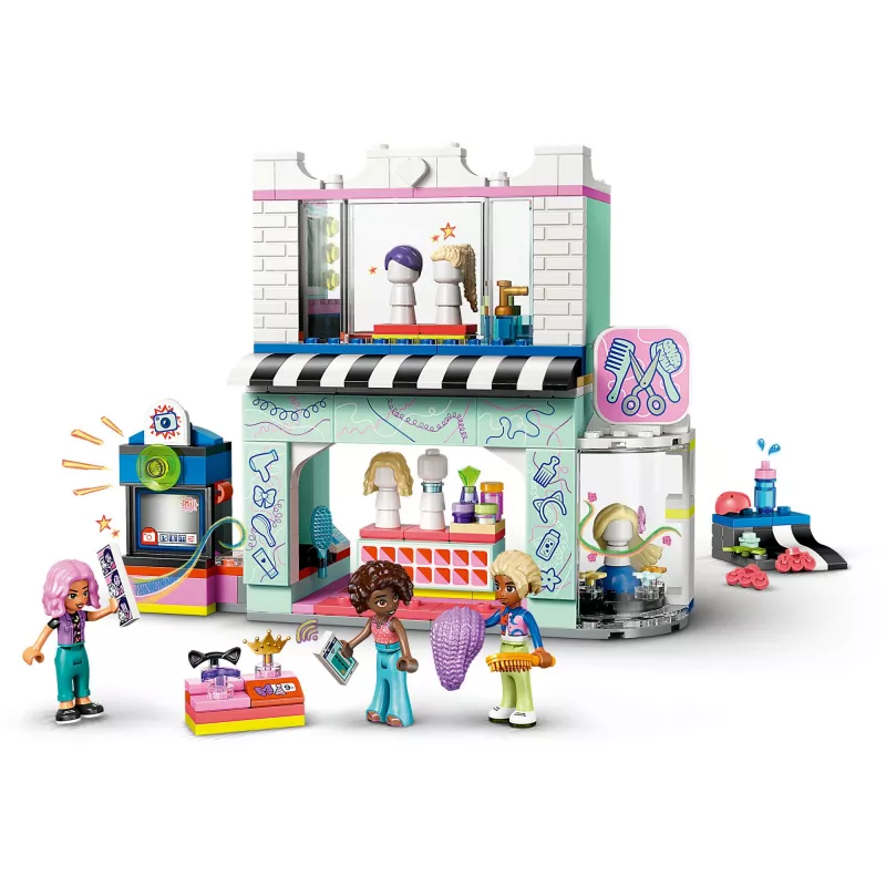 Zestaw LEGO Friends Salon fryzjerski i sklep dekoracyjny 42662 — minilaleczki, scena salonu, akcesoria