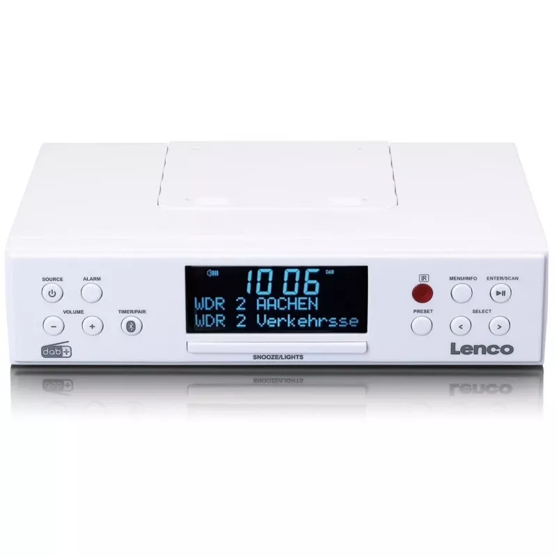 Radio kuchenne podszafkowe Lenco KCR-190WH z PLL FM, DAB+ i Bluetooth, białe