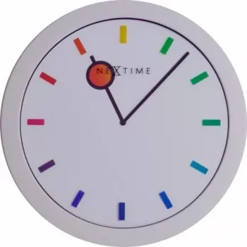 Zegar NeXtime 3048 Color Change, Ø28 cm, ścienny, biały/wielokolorowy