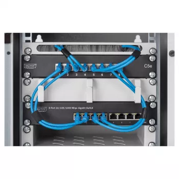 Przełącznik DIGITUS 10-calowy Gigabit Ethernet 8-portowy niezarządzalny - 8x Gigabit RJ45, montowany w szafie rack