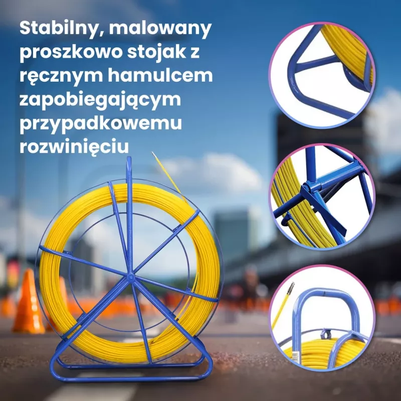Extralink Pilot 4.5mm 25m | Pręt do przeciągania kabli | włókno szklane FRP, śr. 4.5mm, dł. 25m, żółty