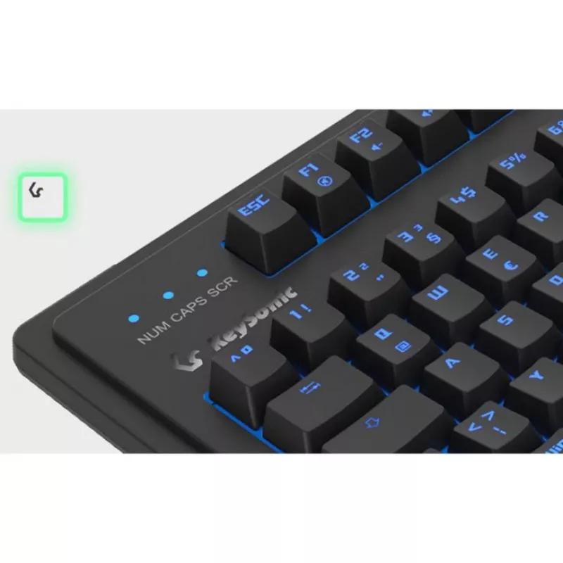 Przewodowa mechaniczna klawiatura pełnowymiarowa KeySonic KSK-8202ELU-T (DE) — USB, układ niemiecki, czarna