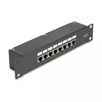 DeLOCK 10-calowy panel krosowy sprzęgacz 8 portów Kat.6 RJ45 czarny 1U