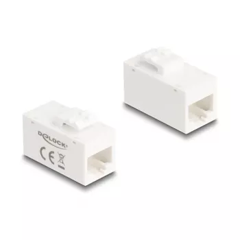 Moduł keystone DELOCK 90639 — płaska wkładka RJ-45, biały, 16,2×30×20,5 mm