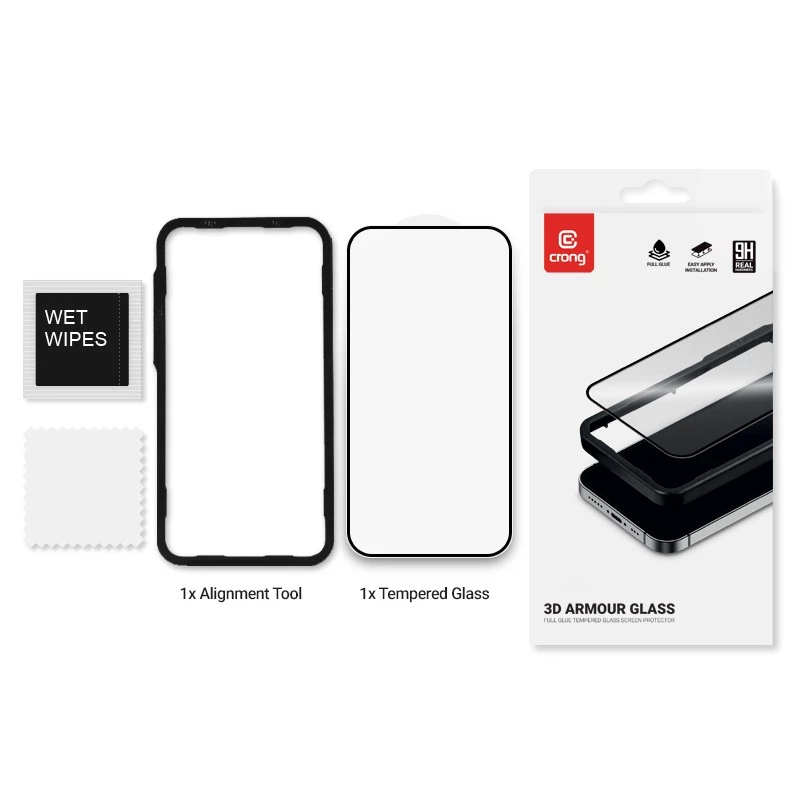 Szkło hartowane ochronne na ekran Crong 9H Full Glue do iPhone 16/15