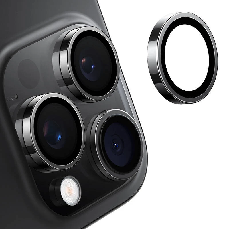 Szkło ochronne na aparat Torras do iPhone 16 Pro Max — Lensguard, czarny