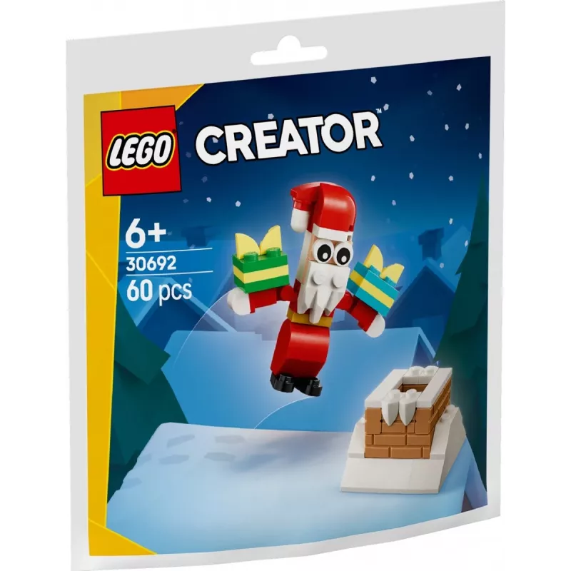 Zabawka konstrukcyjna LEGO Świąteczny komin Świętego Mikołaja polybag 30692 – mini zestaw do budowania