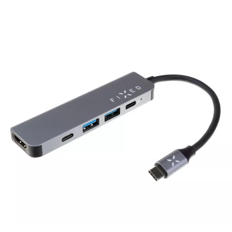 USB-C hub FIXED FIXHU-MN-GR 5-port mini for laptops and tablets