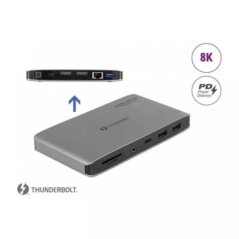 Stacja dokująca DeLOCK Thunderbolt 3 8K Dual DisplayPort USB LAN SD Audio PD 3.0