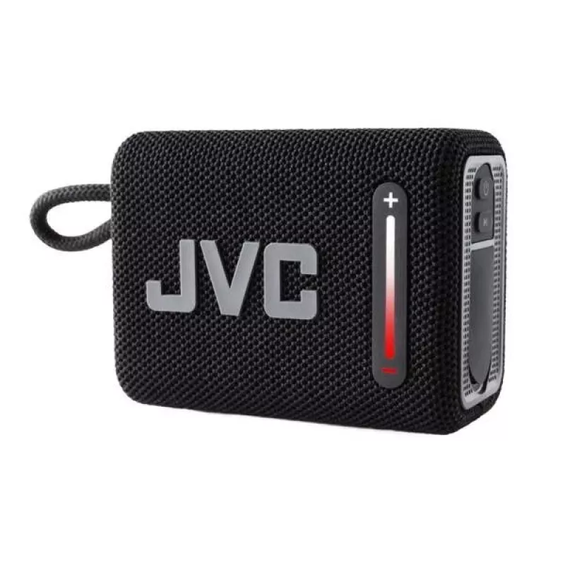 Głośnik przenośny JVC XS-E114B, wodoodporny IPX6, Bluetooth 5.3, 5 W RMS, bateria 2000 mAh, radio FM, TWS, czarny