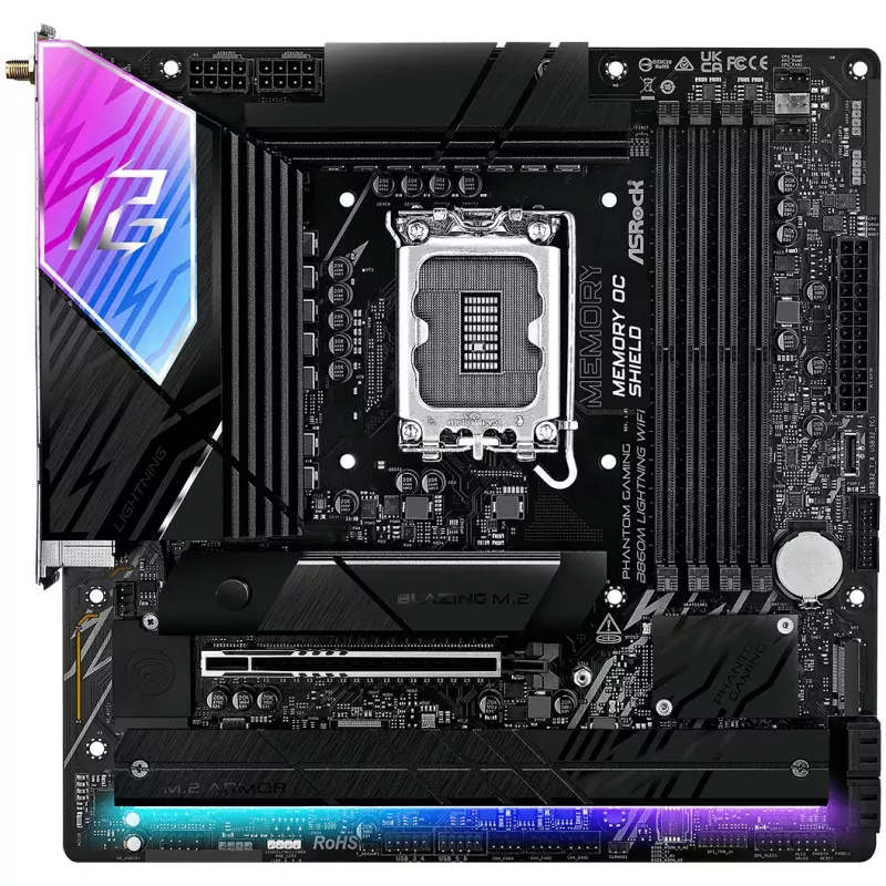 Płyta główna ASRock B860M Lightning WiFi — Intel B860, LGA1851, microATX, DDR5, 4 DIMM, Wi‑Fi 6E, 2.5Gb LAN, Thunderbolt 4