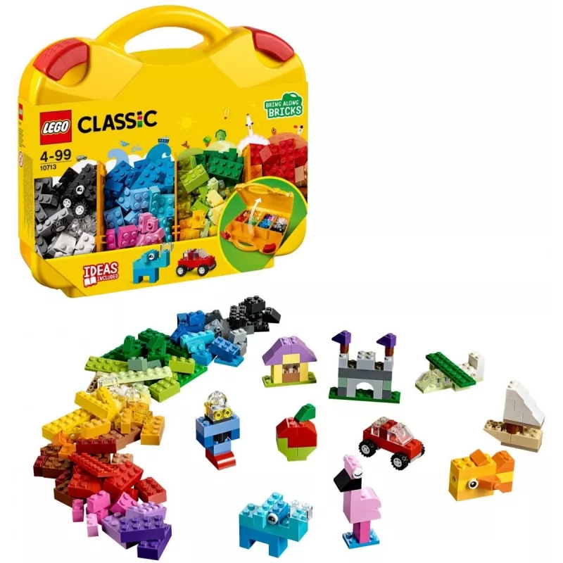 LEGO 10713 Classic Kreatywna Walizka do Przechowywania Zabawek z Kolorowymi Klockami, Prezent dla Dzieci od 4 lat, Chłopców i Dziewczynek