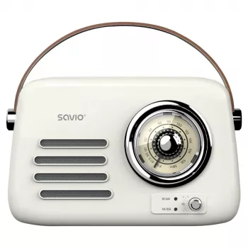 Radio przenośne SAVIO RS-02 — analogowy tuner FM, Bluetooth 5.3, zasilanie USB, 3 W, biały