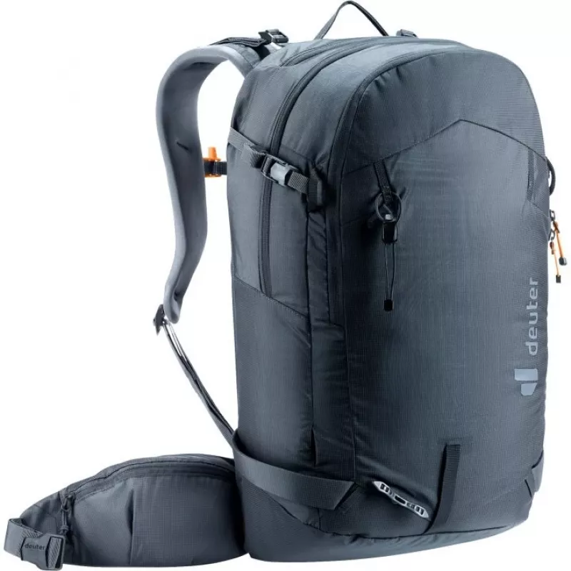 Plecak DEUTER Freerider Pro 34+ — techniczny plecak do freeride'owych wypraw narciarskich, 34 L, czarny, uchwyt na kask, pas biodrowy