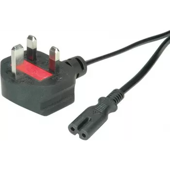 VALUE - Kabel zasilający - BS 1363 (M) kątowy do zasilania IEC 60320 C7 prosty - AC 250 V - 2,5 A - 1,8 m - Czarny (19.99.2017)
