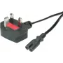 VALUE - Kabel zasilający - BS 1363 (M) kątowy do zasilania IEC 60320 C7 prosty - AC 250 V - 2,5 A - 1,8 m - Czarny (19.99.2017)
