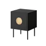 Zestaw 2 stolików nocnych cama meble PALAZZO 44,5×40×59 cm czarny i dąb kraft — 1 drzwiczki, laminat matowy, metalowe nogi