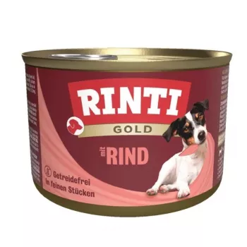 Mokra karma dla psa RINTI Gold Beef Adult 185 g — bezzbożowa, bezglutenowa karma pełnoporcjowa