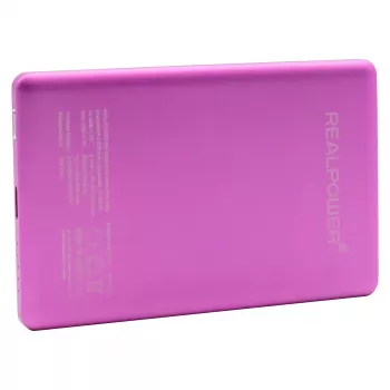 Power bank RealPower PB-5000 MAG 5000 mAh, ładowanie bezprzewodowe, USB-C, 20 W, różowy