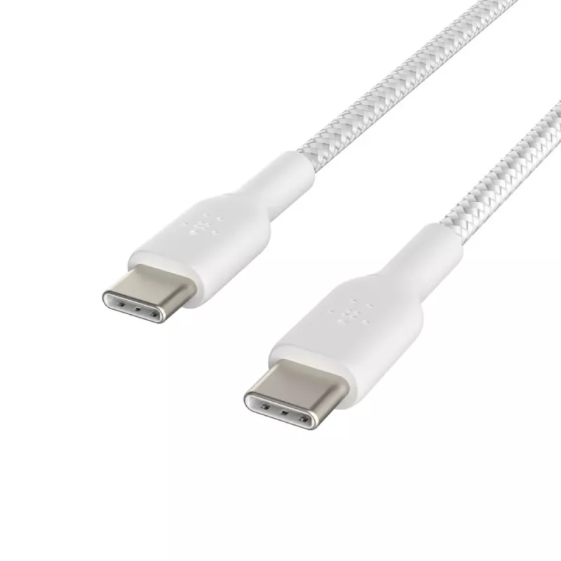 Kabel pleciony USB-C na USB-C 1m Biały