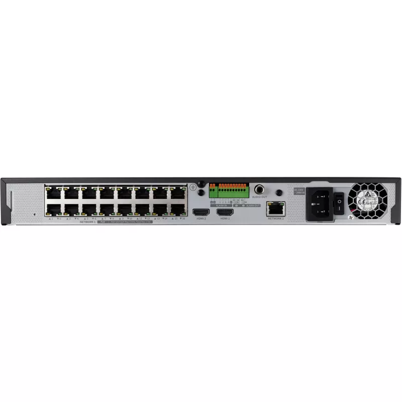 Rejestrator sieciowy - 16 kanałów IP - H.265 - 128 Mb/s - bez HDD - HDMI - przełącznik PoE