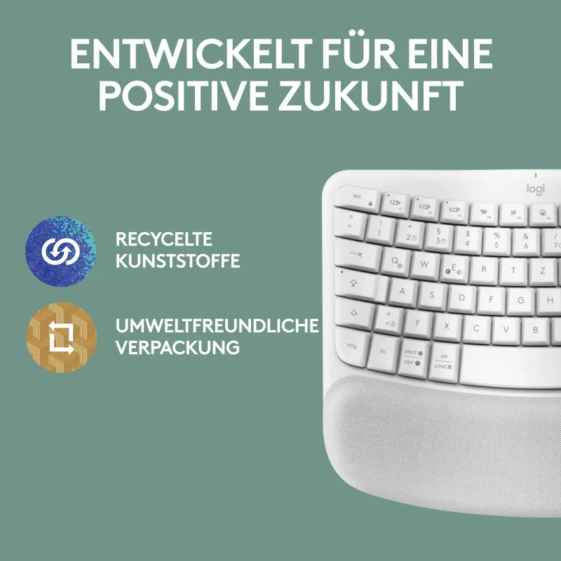 Klawiatura Logitech Wave Keys dla Mac QWERTZ Niemiecka Biała