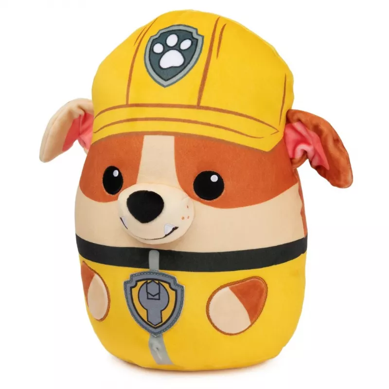 PAW Patrol Rubble Squish Pluszak, Oficjalna Zabawka z Popularnej Kreskówki, Przytulanka dla Dzieci od 1 Roku Życia, 12”